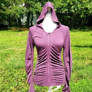 Athleta Sparkly Plum Zip Up Hoody Size S with matching headband!